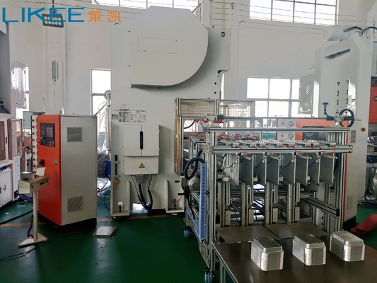 ซื้อ เครื่องทำภาชนะบรรจุอาหารฟอยล์อลูมิเนียม 3 ช่อง SIEMENS Motor ใช้พลังงาน 19.8KW online manufacture