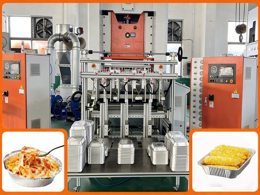 คุณภาพ  LK-T80 Aluminum Foil Making Machine Container Hydraulic Quick Mold Change in 15 Mins โรงงาน
