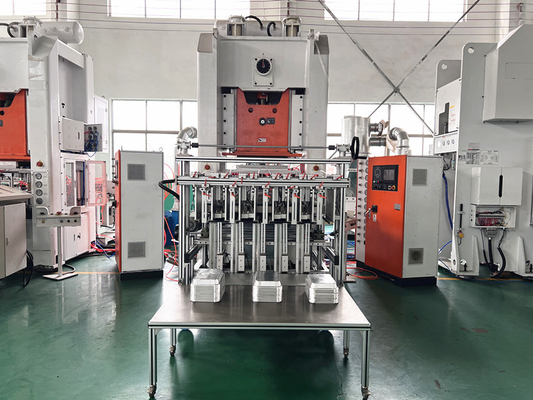 เครื่องทำภาชนะอลูมิเนียมฟอยล์ขนาดเต็มรูปแบบ ควบคุมด้วย PLC พร้อม 5 ช่อง
