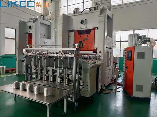 เครื่องทำภาชนะฟอยล์อลูมิเนียม ควบคุมด้วย PLC ของ Mitsubishi มอเตอร์ Siemens