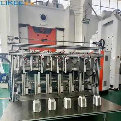 เครื่องทำภาชนะฟอยล์อลูมิเนียม PLC ของมิตซูบิชิ 4~6 ช่อง ระบบป้อนอัตโนมัติ